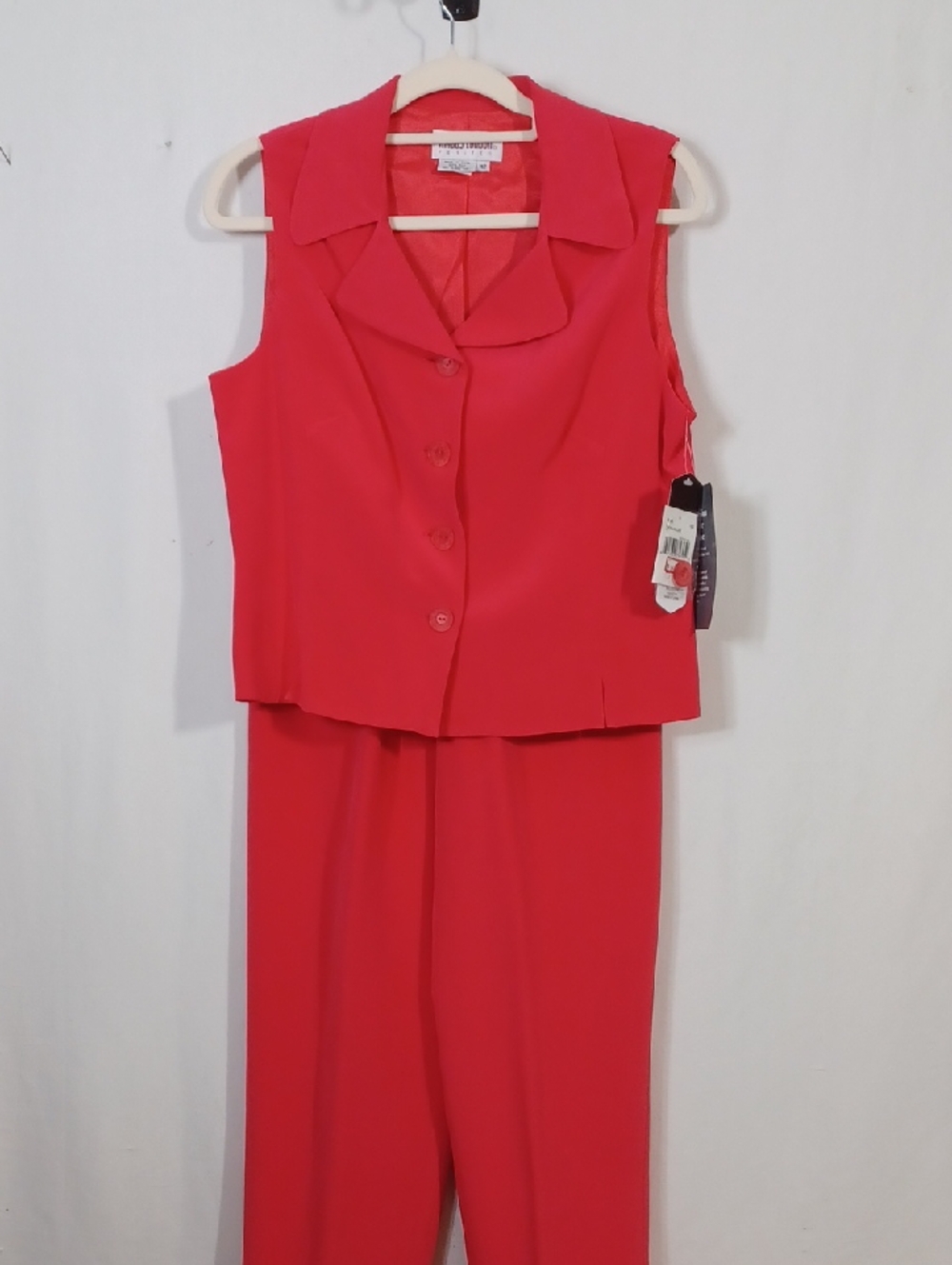 Maggy London Coral Red Silk Petite 2 Piece Outfit